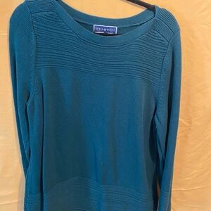 Karen Scott Forest Green Ribbed Yoke Crewneck Sweater
